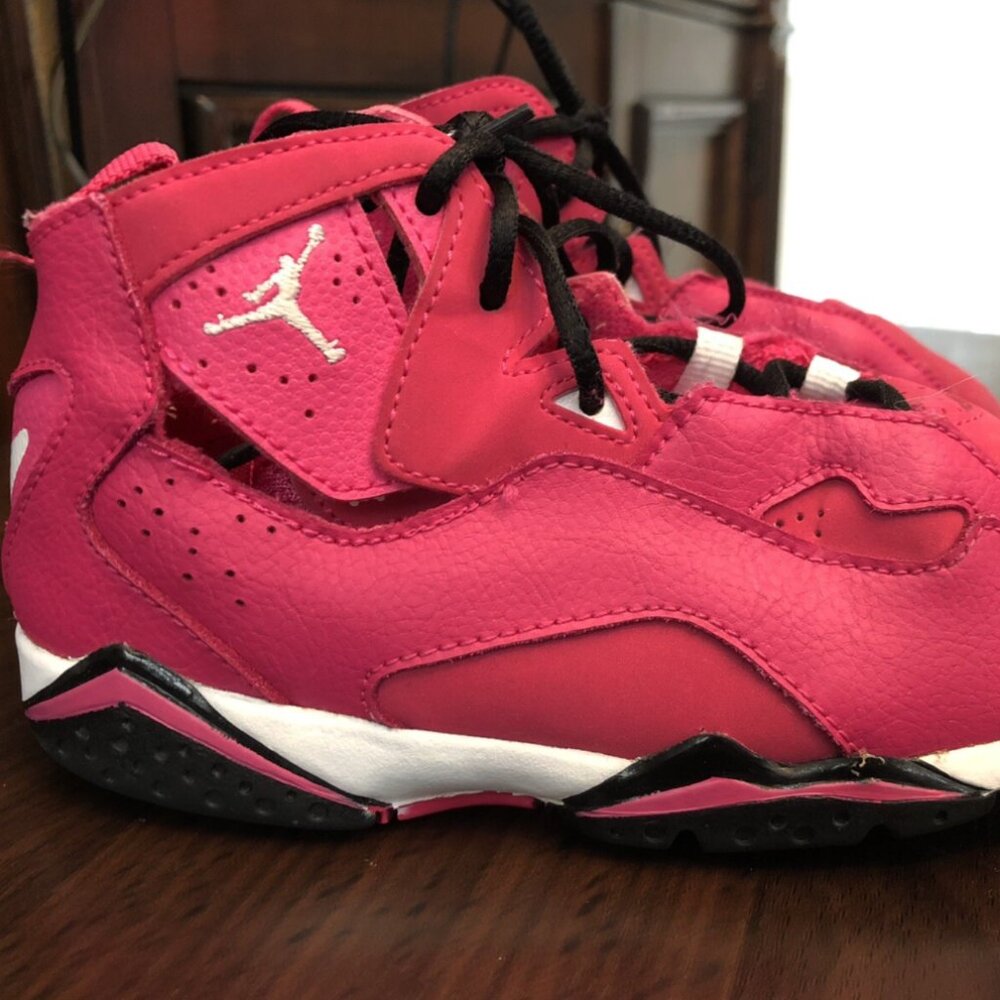 NIKE Jordan True Flight BT Toddler Black Pink Basketball Shoes Sz 8C #343797-609
